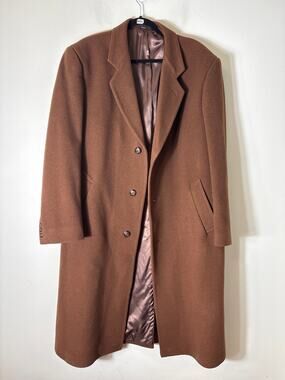 Men's Vintage Silver Cloud Brown Long Sleeve Overcoat Sz 44L